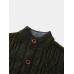 Men Cable Knit Full Button Solid Stand Collar Cardigans