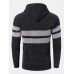 Mens Colorblock Knitted Zipper Warm Hooded Sweater Cardigans