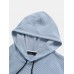 Mens Textured Solid Color Short Sleeve Drawstring Hooded T  Shirts