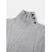 Mens Texture Solid Color High Waist Warm Long Sleeve Knitted Sweaters