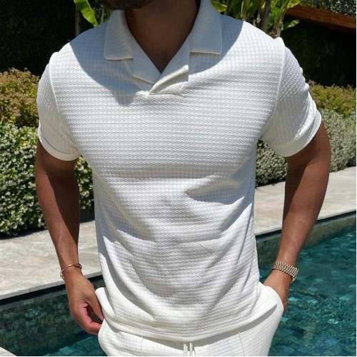 Men's white short sleeve polo shirt HE1402-02-04