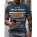 Round neck slim fit English letter printed short sleeved shirt