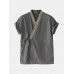 Mens Vintage Pattern V  Neck Tie Side Kimono Cotton Loose Short Loungewear Sets