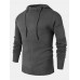 Mens Solid Color Design Cut Out Sleeve Kitted Hooded Sweaters