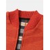 Mens Baseball Collar Knitted Warm Sweater Cardigans With Pocket