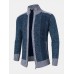 Men Stitching Knit Zipper Stand Collar Casual Cardigans