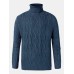 Mens Warm Solid Color High Neck Knitted Sweaters