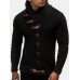 Mens Solid Color Knitted High Neck Single  Breasted Sweater Cardigans
