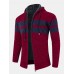 Mens Colorblock Knitted Zipper Warm Hooded Sweater Cardigans