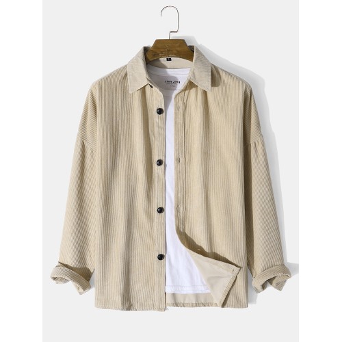 Mens Corduroy Solid Button Down Front Outwear Cardigan