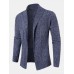 Mens Open Front Solid Color Knitted Long Sleeve Sweater Cardigans With Pocket