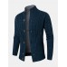 Men Cable Knit Full Button Solid Stand Collar Cardigans
