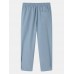 Men Solid Pleats Designed Drawstring Back Pockets Soft Casual Pants