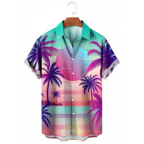 Sunset Palms Vaporwave Resort Short Sleeve Shirt