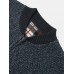 Mens Baseball Collar Rib  Knit Warm Cardigans With Zipped Pocket