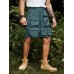 Men Solid Utility Multi Pocket Zip Designed Mid Length Cargo Shorts