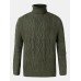 Mens Warm Solid Color High Neck Knitted Sweaters