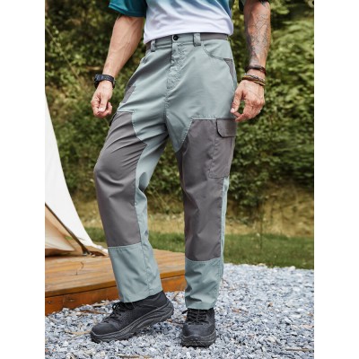Men Colorblock Pocket Utility Ankle Length Soft Breathable Cargo Pants