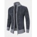 Men Stitching Knit Zipper Stand Collar Casual Cardigans